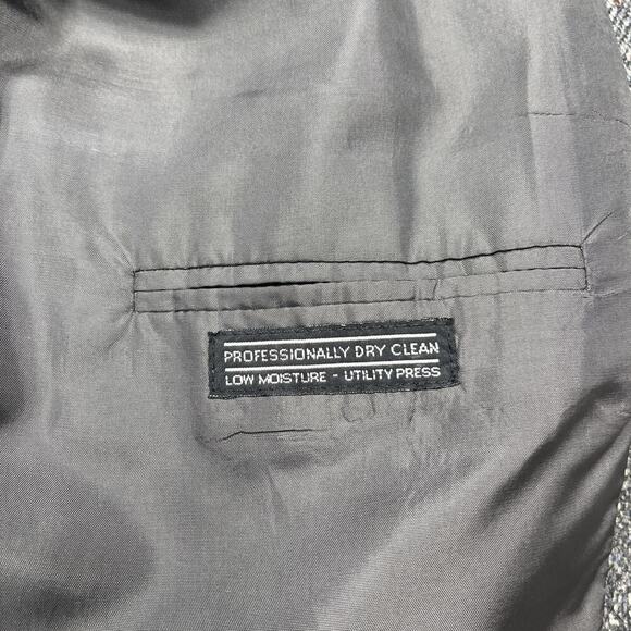 Vintage Stanford Executive Virgin Wool Black/Gray Tweed Blazer Jacket Size 46L - Picture 8 of 16